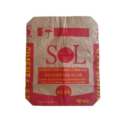 20kg 2 sacs en papier de plis imperméabilisent les sacs en papier de Multiwall de ciment avec l'adhésif