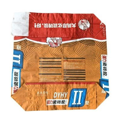 Sacs de ciment en papier 2 plis 80GSM avec impression personnalisée en surface, 1 pli film multicouche papier résistant à l'humidité pour adhésif carrelage 20KG longue durée