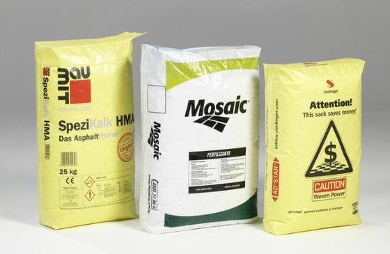 Sac de soupape tubulaire en polypropylène stratifié tissé pour 50 kg de fond carré Sac de ciment Surface d'impression 100% polypropylène vierge
