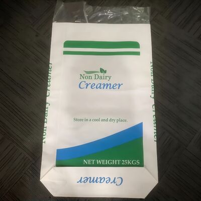 Sac à bouche ouverte en papier alimentaire avec fond en bloc pour 25 kg de crème non laitière