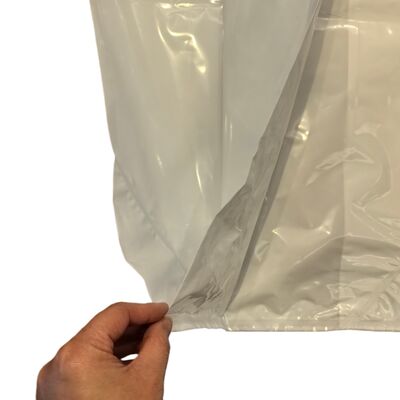 Sacs à soufflets latéraux en PE résistants à l'expansion pour copeaux de bois, sacs en plastique à ouverture facile durables pour sciure de bois et paillis, emballage en PEBD haute résistance à la traction pour remplissage par compression 3:1, antidérapant, résistant aux UV et recyclable