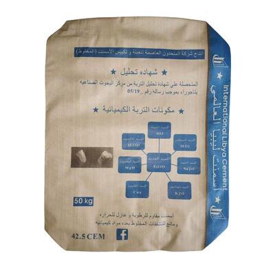 50 kg PP sac de ciment résistant à l'humidité soupape de fond carré PP sac de ciment 75GSM à 90GSM sac de soupape tissé