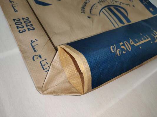50 kg PP sac de ciment résistant à l'humidité soupape de fond carré PP sac de ciment 75GSM à 90GSM sac de soupape tissé