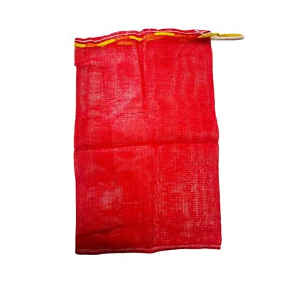 Sac en maille de lin rouge en PP tissé avec corde de traction pour l'emballage de pommes de terre